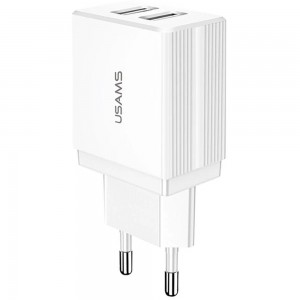Usams US-CC090 T24 2.1A Dual USB Charger (EU) White (CC90TC01)